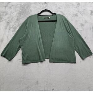 Satuun Sweater Womens XL Green Pure Viscose Lightweight Open Front Crop Cardigan